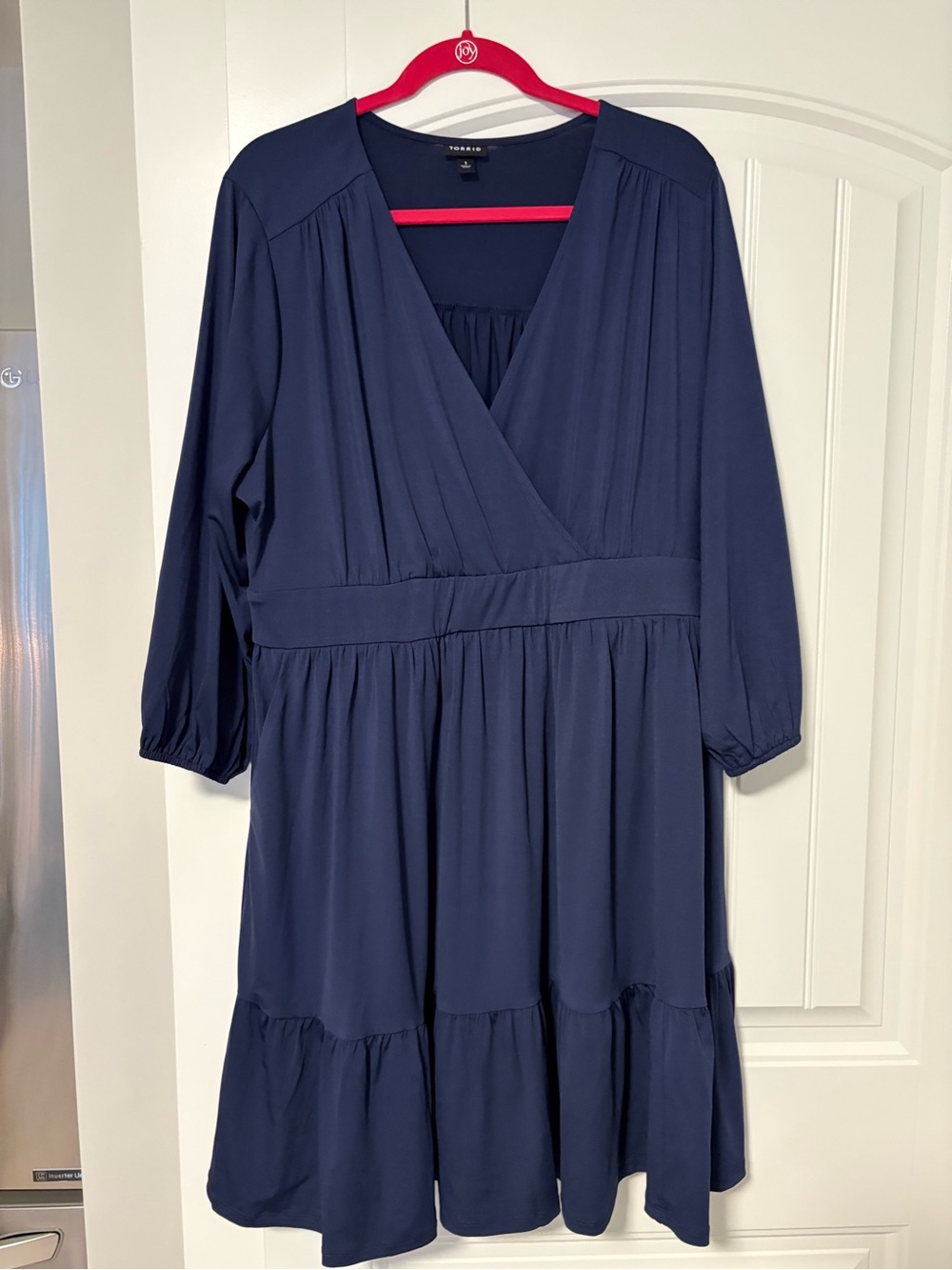 torrid navy V-neck tiered long sleeve dress